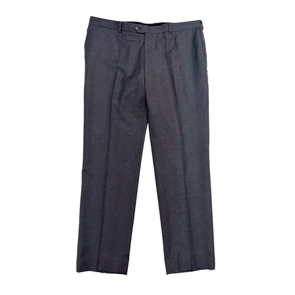 Jos A Bank 52L 42x32 Gray Micro Check Pant Suit Lightweight Flannel Signature